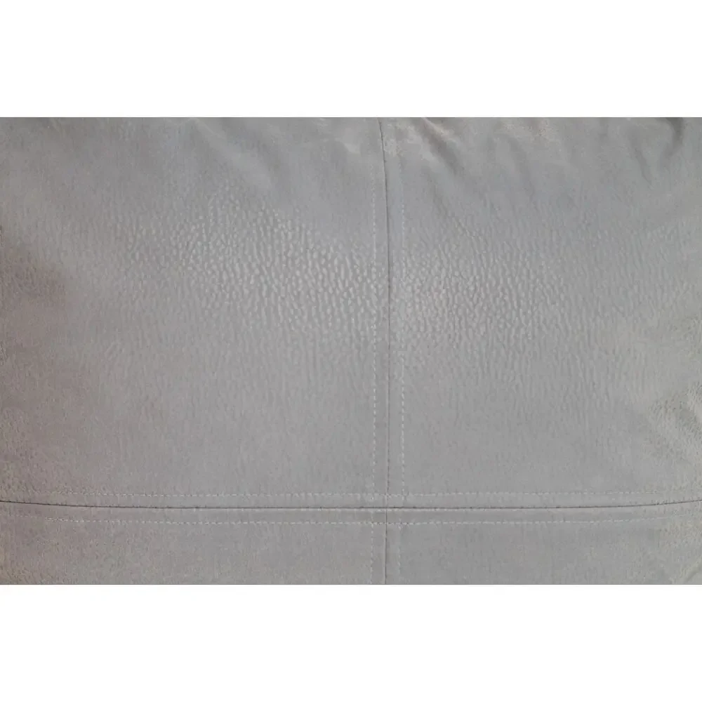 Leather Suede Throw Pillow Light Blue Piping Seam Detail Across Front 15x15in